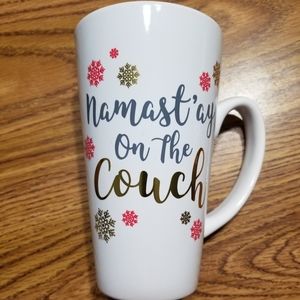 NAMASTAY On The Couch Coffee Cup Mug, Tall Hot Beverage Snowflake Cup